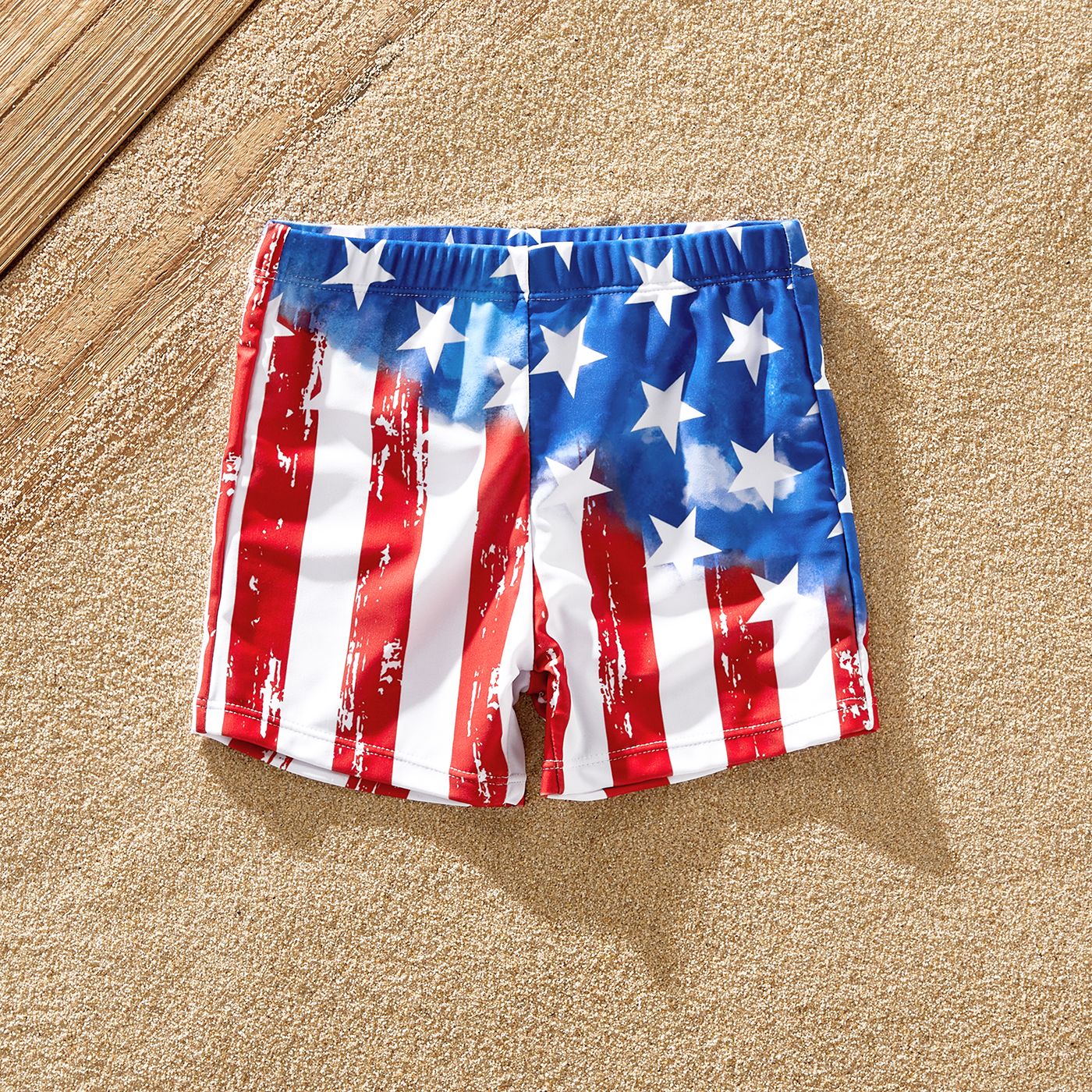 Independence Day Family Matching Star & Striped Print One-piece Swimsuit Or Swim Trunks Shorts