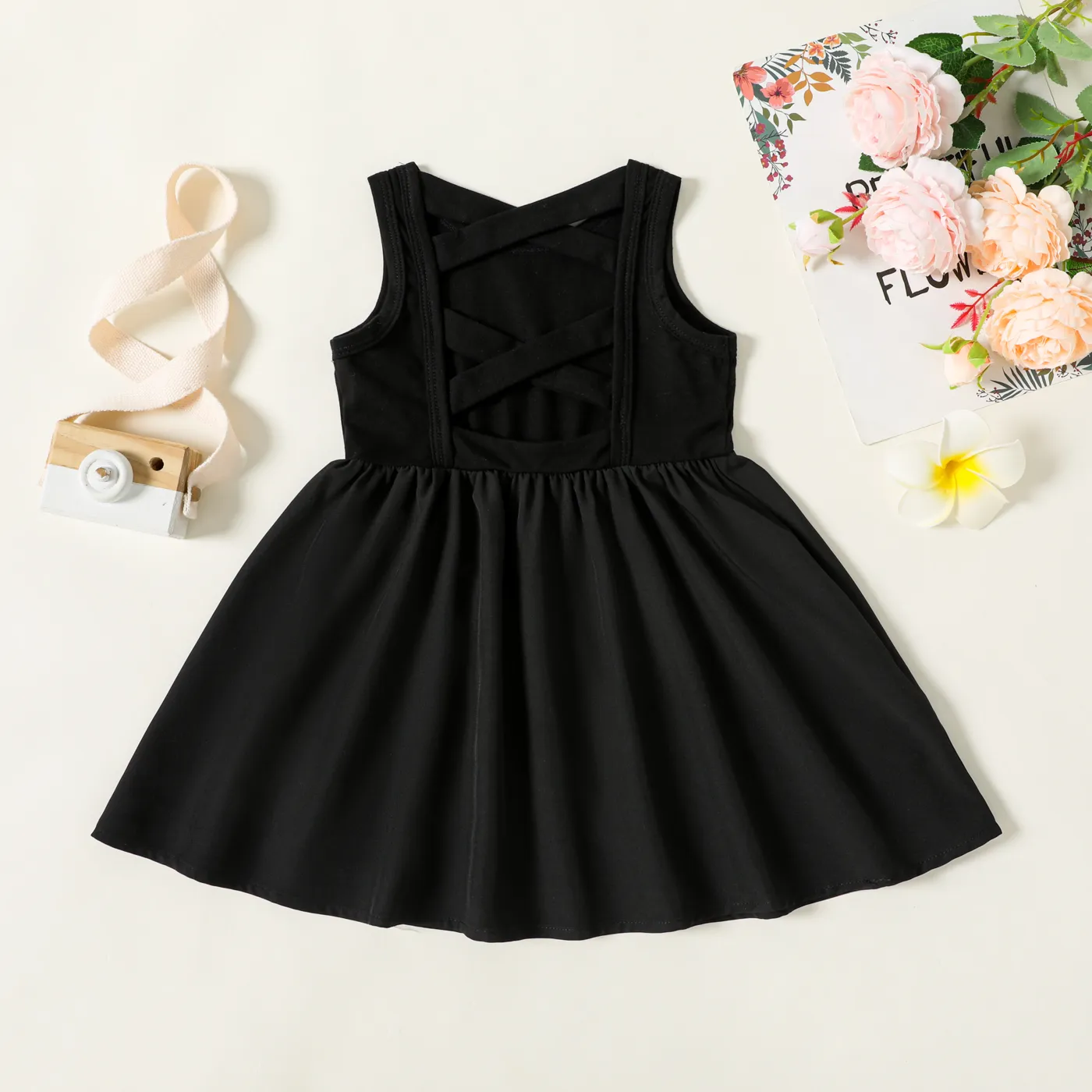 Toddler Girl Crisscross Back Tank Dress  big image 1