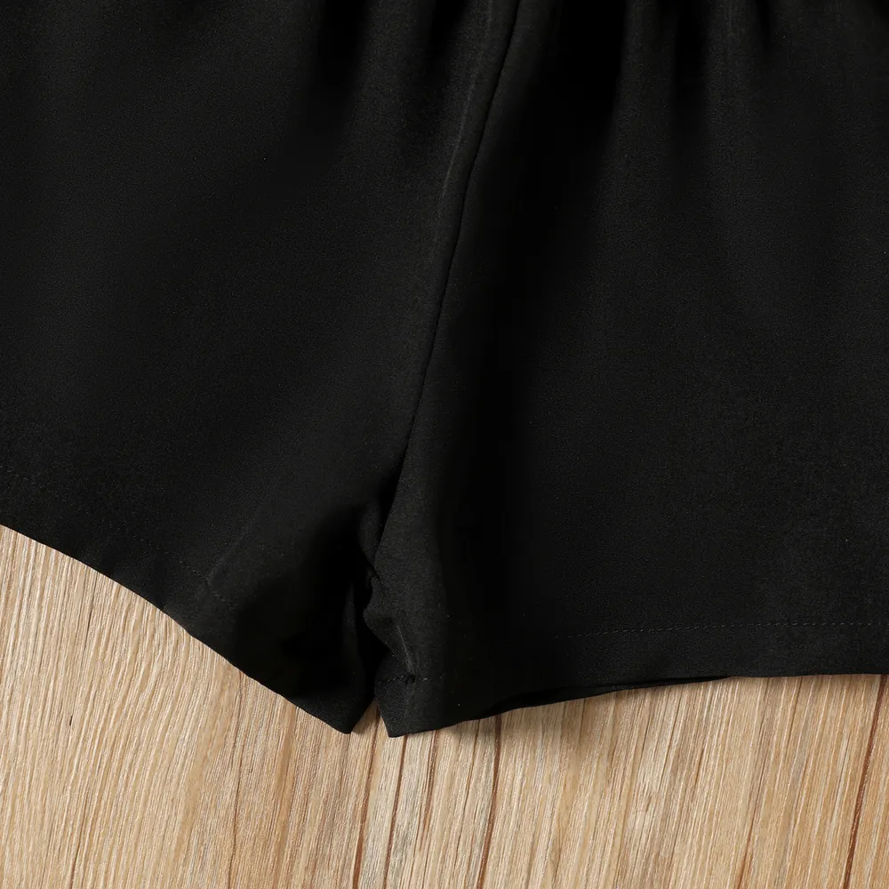 Toddler Girl Mesh Yoke Form Black Romper big image 4