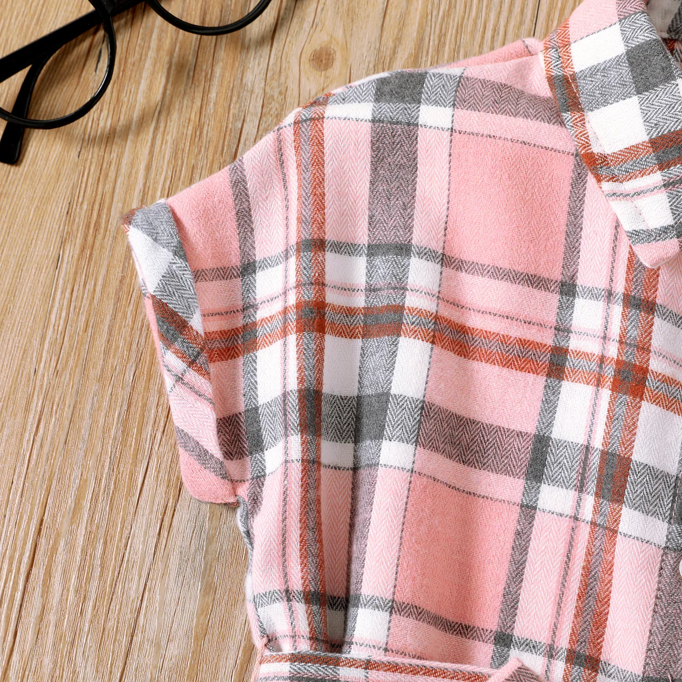Toddler Girl Plaid Short-sleeve Belted Shirt Dress PLAID image 5