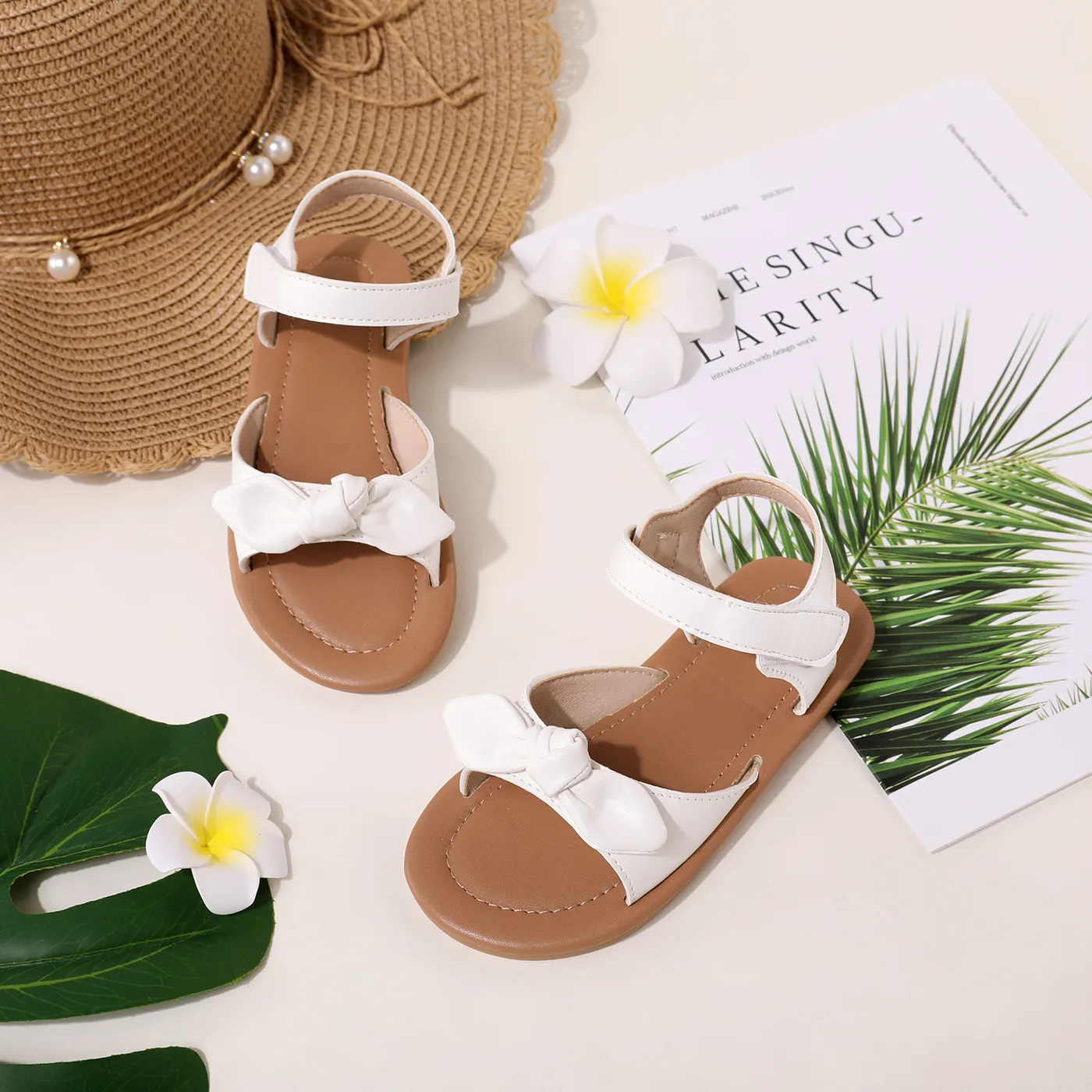 Toddler/Kid Bow Decor Round Toe Flat Sole Sandals