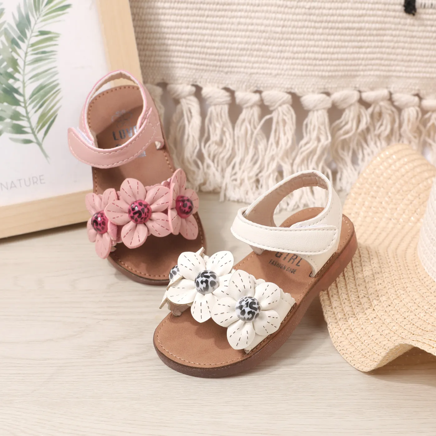 Toddler/Kid Floral Pattern Sandals White image 2