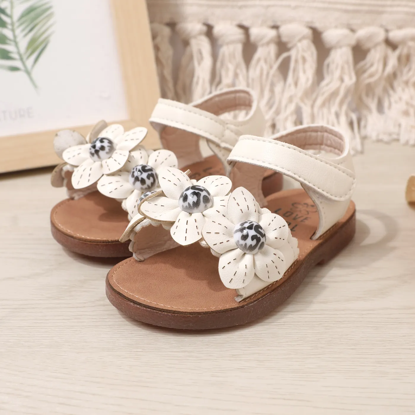 Toddler/Kid Floral Pattern Sandals White image 4