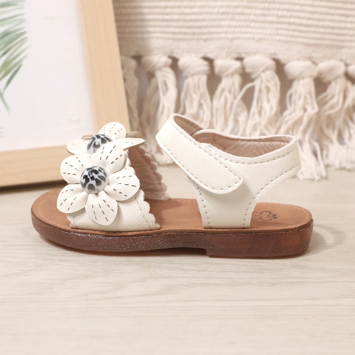 Toddler/Kid Floral Pattern Sandals White image 3