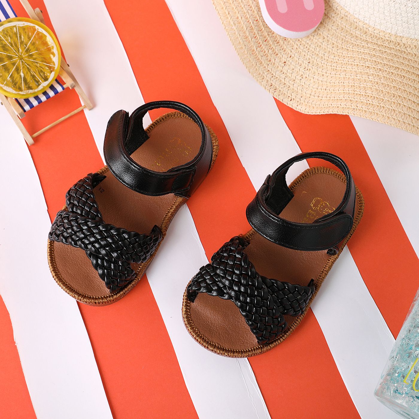 

Toddler Velcro Soft Sole Texture Solid Sandals