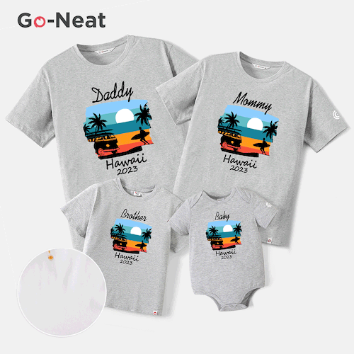 Go-Neat Water Repellent and Stain Resistant Family Matching Graphic Print Short-sleeve Tee
