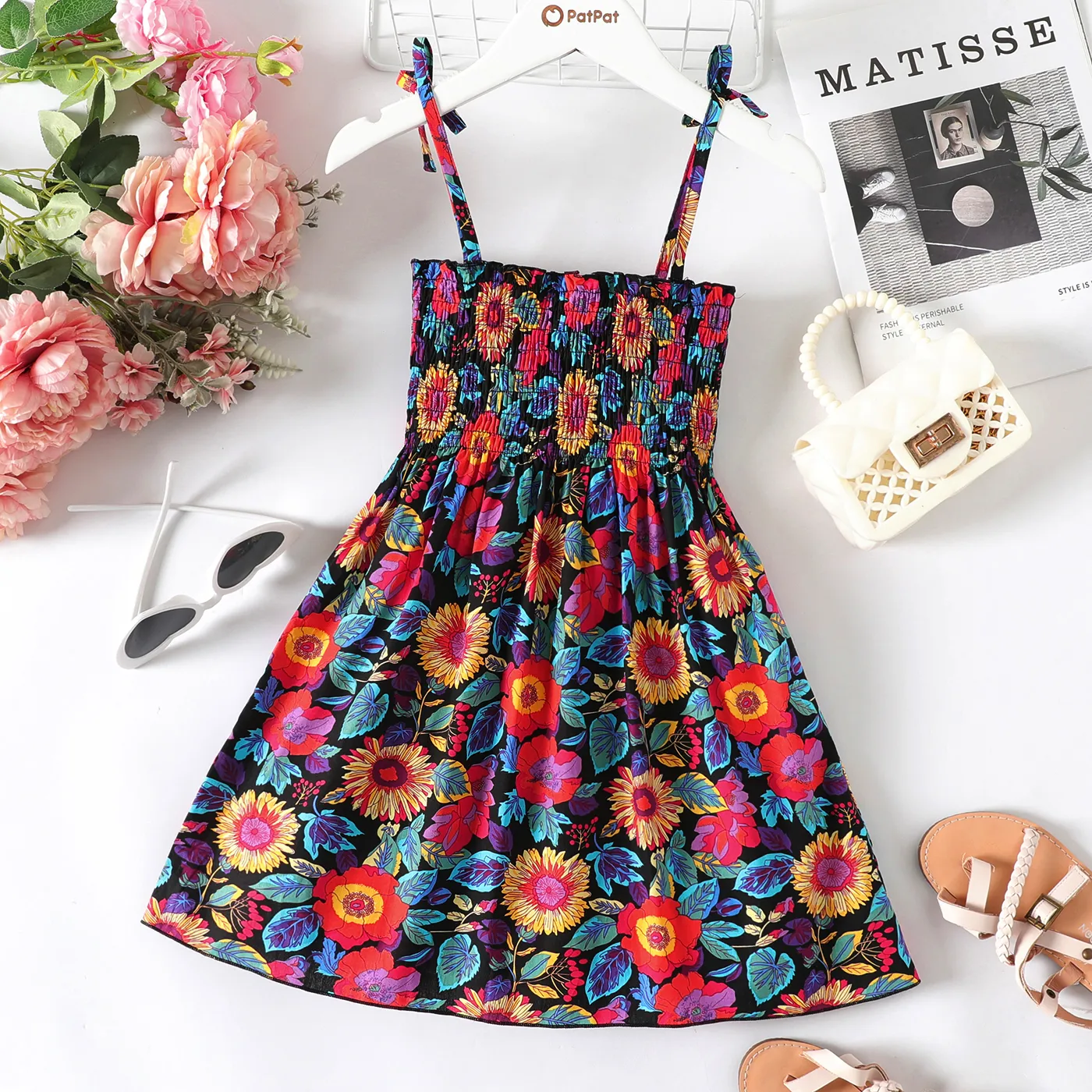Kid Girl Allover Floral Print Sling Dress  big image 6