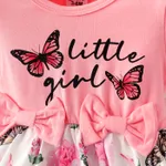 Baby Girl Butterfly & Floral Print Bow Decor Short-sleeve Combo Dress  image 5