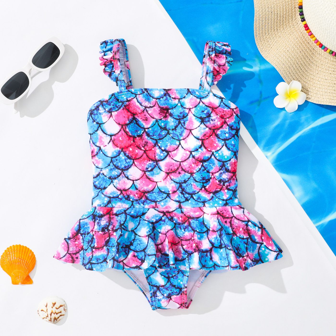 

Toddler Girl Sweet Mermaid Pattern One Piece Swimsuit