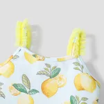 2pcs Toddler Girl Naia™ Lemon Print Ruched Cami Top and Mesh Tiered Skirt Set TenderYellow image 5