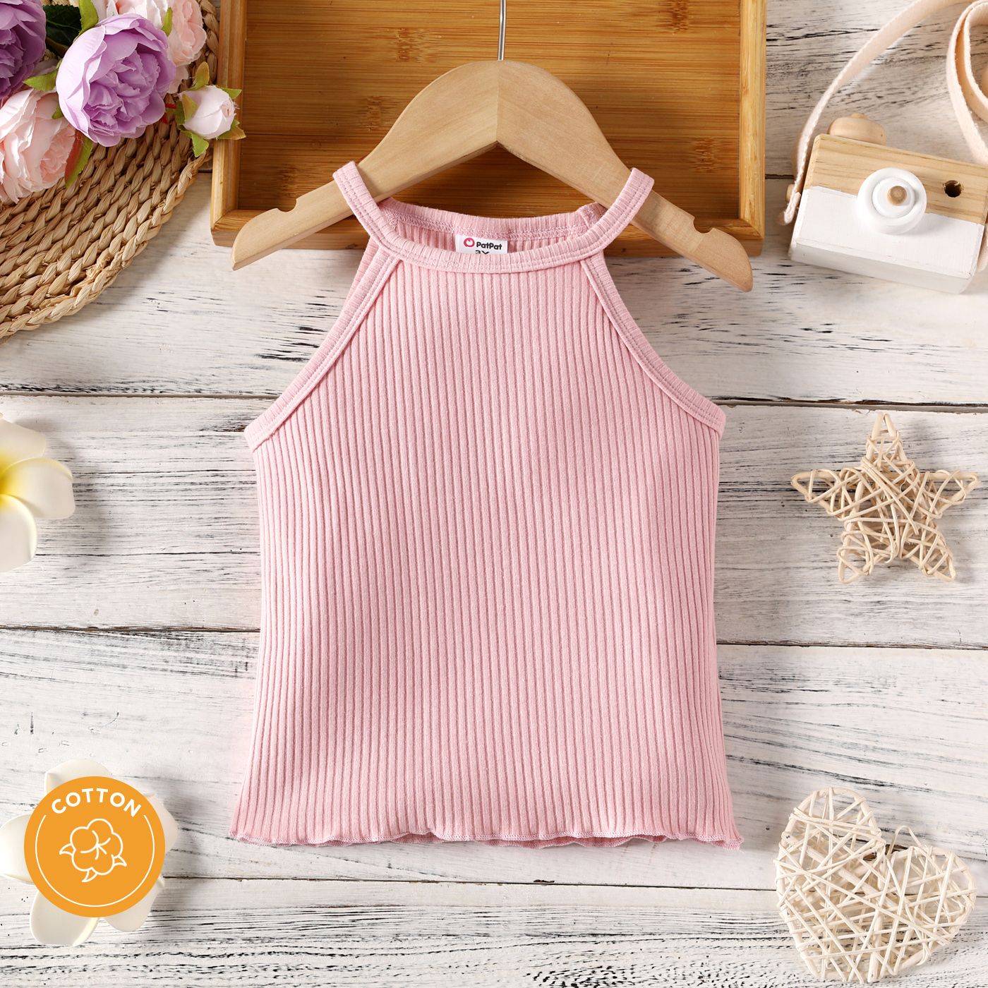 Toddler Girl Solid Ribbed Halter Tank Top