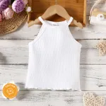 Toddler Girl Solid Ribbed Halter Tank Top White
