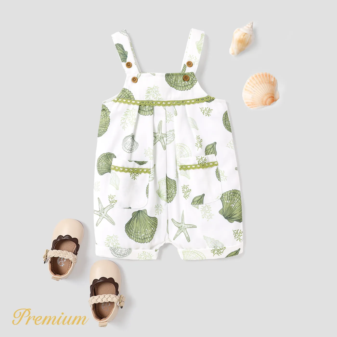 Baby Girl Allover Print Overalls Shorts  big image 1