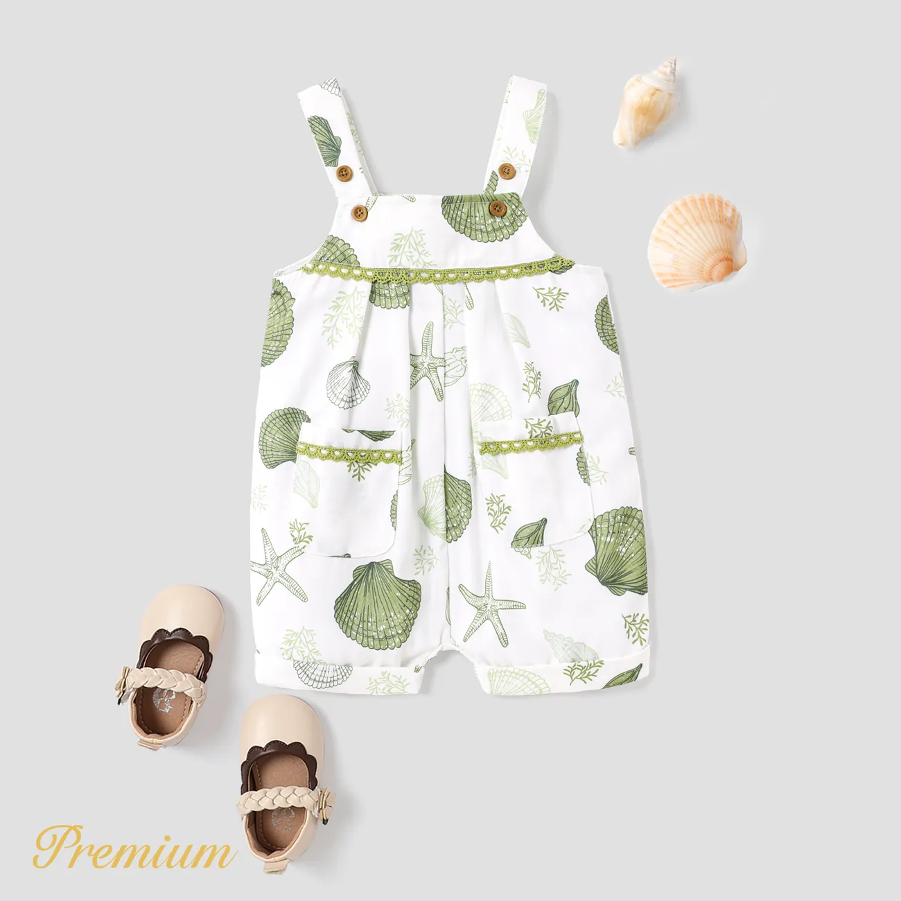 Baby Girl Allover Print Overalls Shorts  big image 1