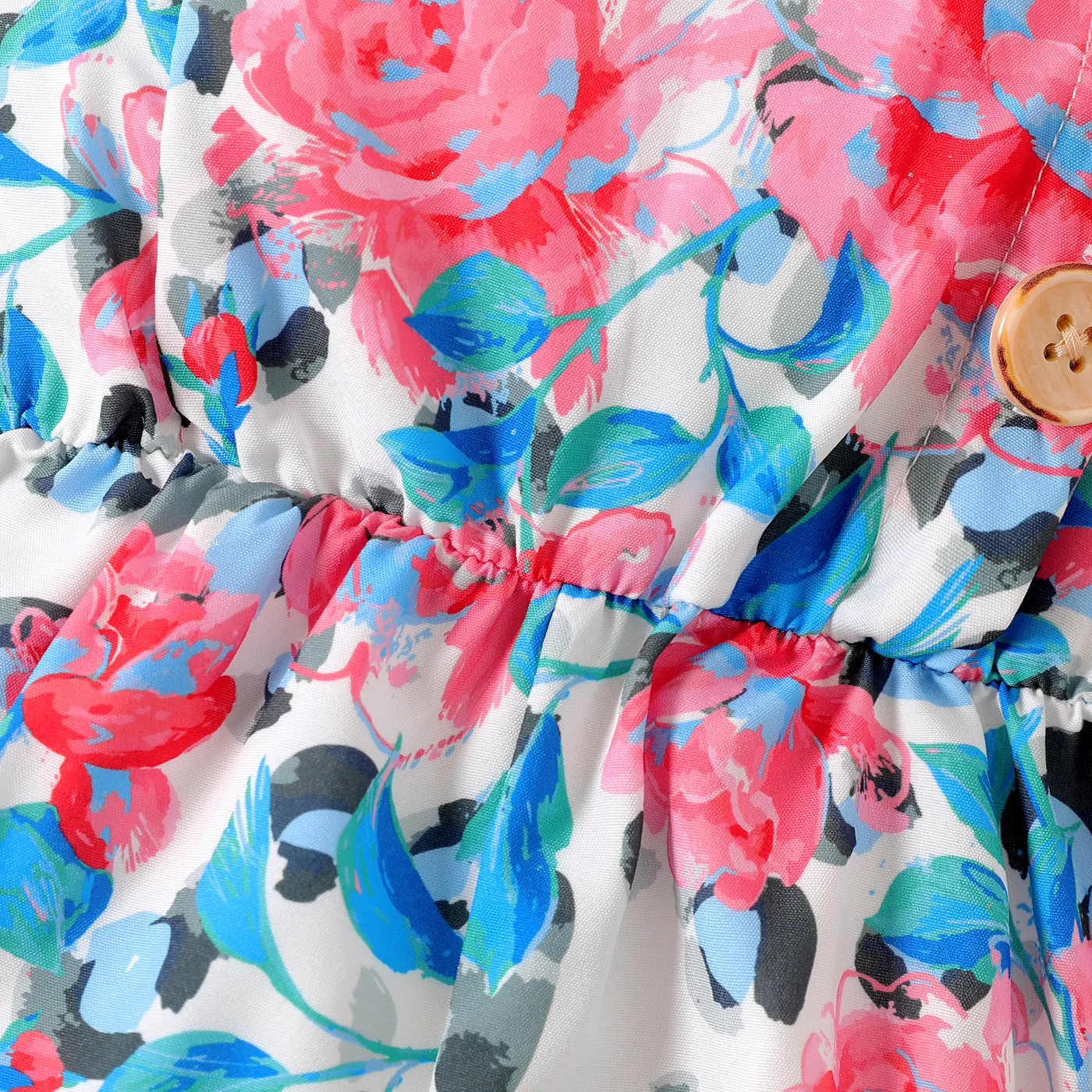 Baby Girl Floral Allover Flutter-sleeve Romper PinkyWhite image 5