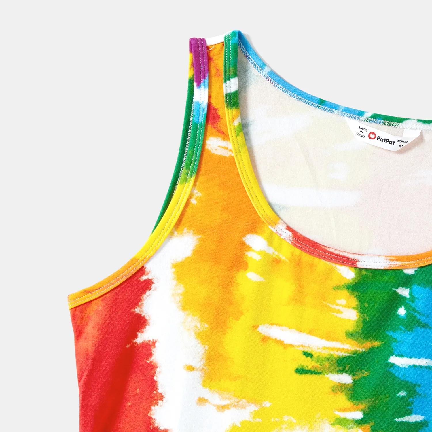 Mommy and Me Colorful Tie Dye Bodycon Split Hem Tank Dresses  big image 11