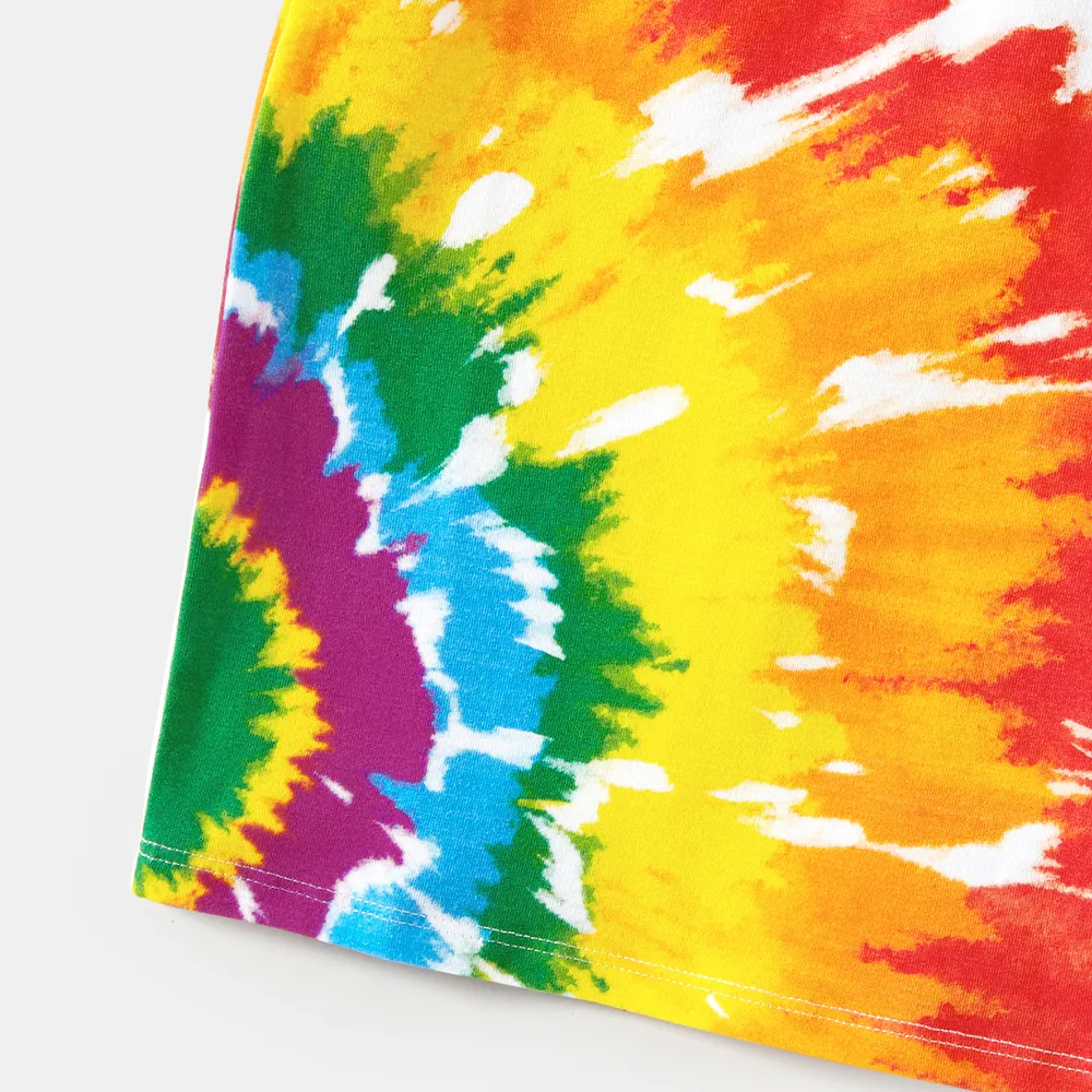 Mommy and Me Colorful Tie Dye Bodycon Split Hem Tank Dresses big image 7