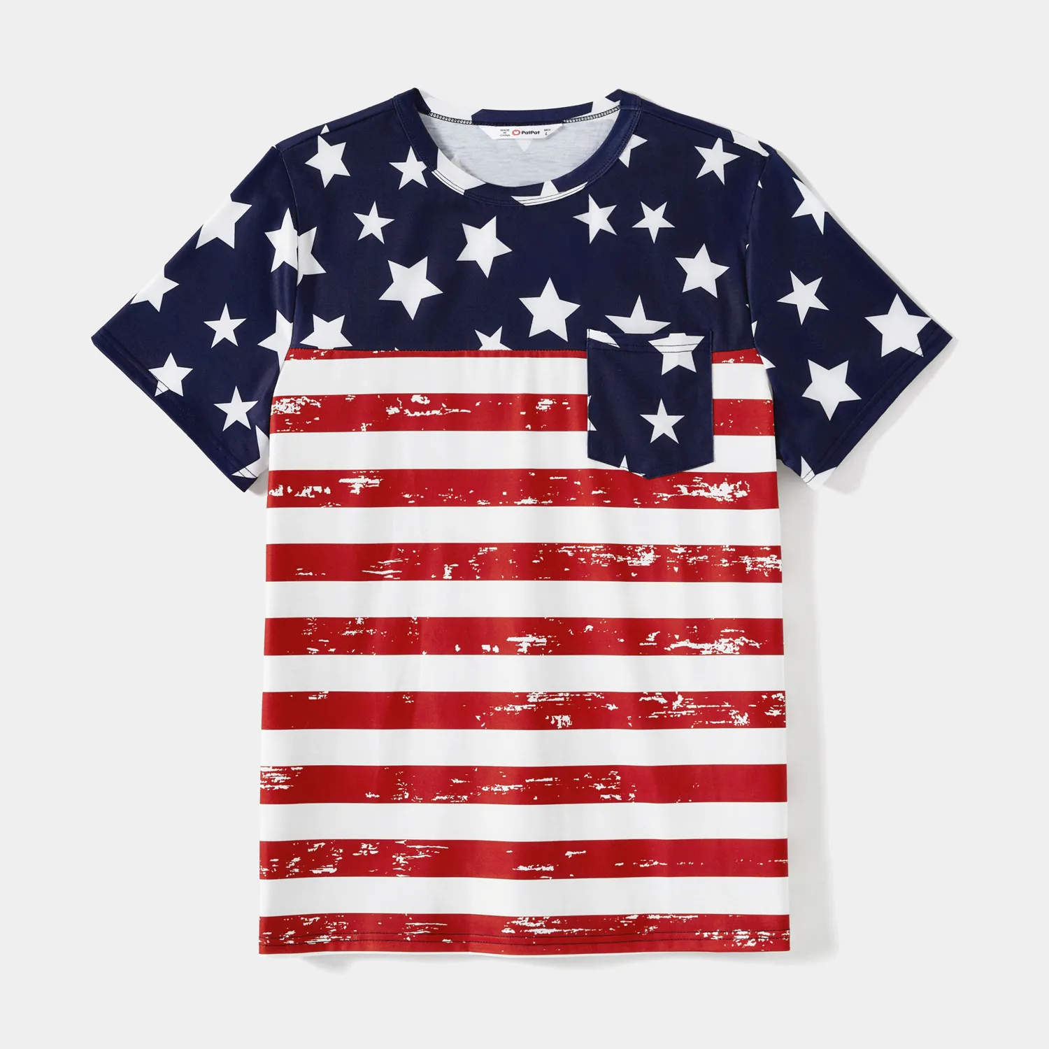 Independence Day Family Matching Stars & Striped Print Spliced Mesh Tank Dresses and Short-sleeve T-shirts Sets  big image 16