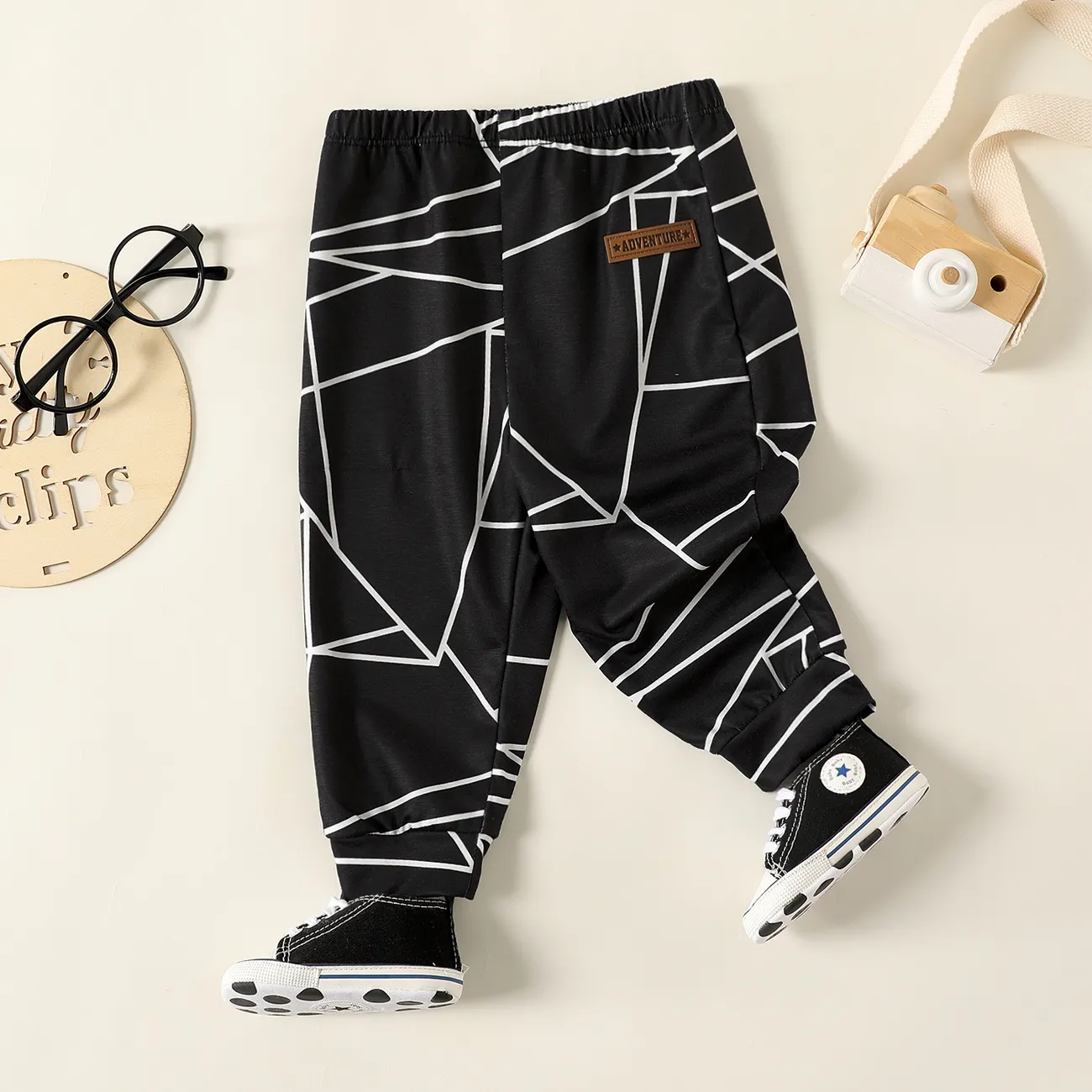 Baby Boy Allover Geo Print Naia™ Sweatpants Black big image 1
