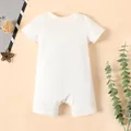 Baby Boy White Cotton Short-sleeve Bear & Letter Print Ripped Romper  image 2