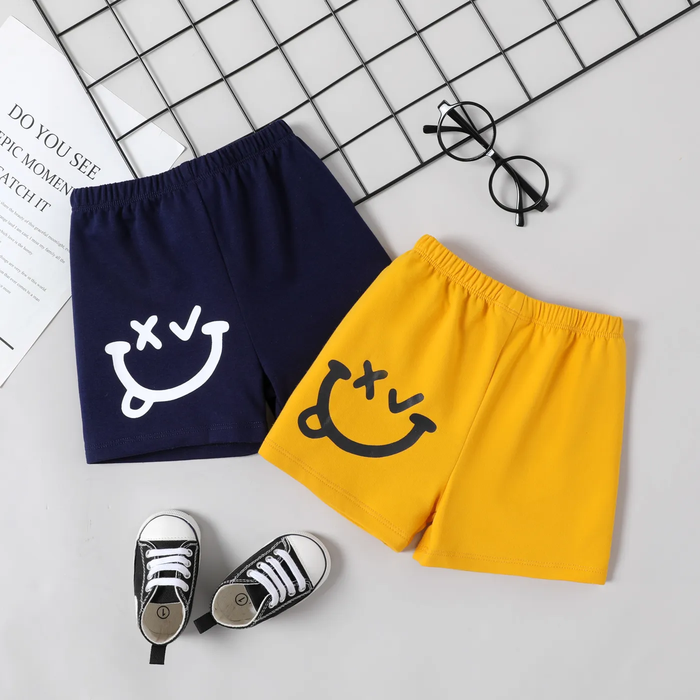 Baby Boy Funny Face Print Shorts