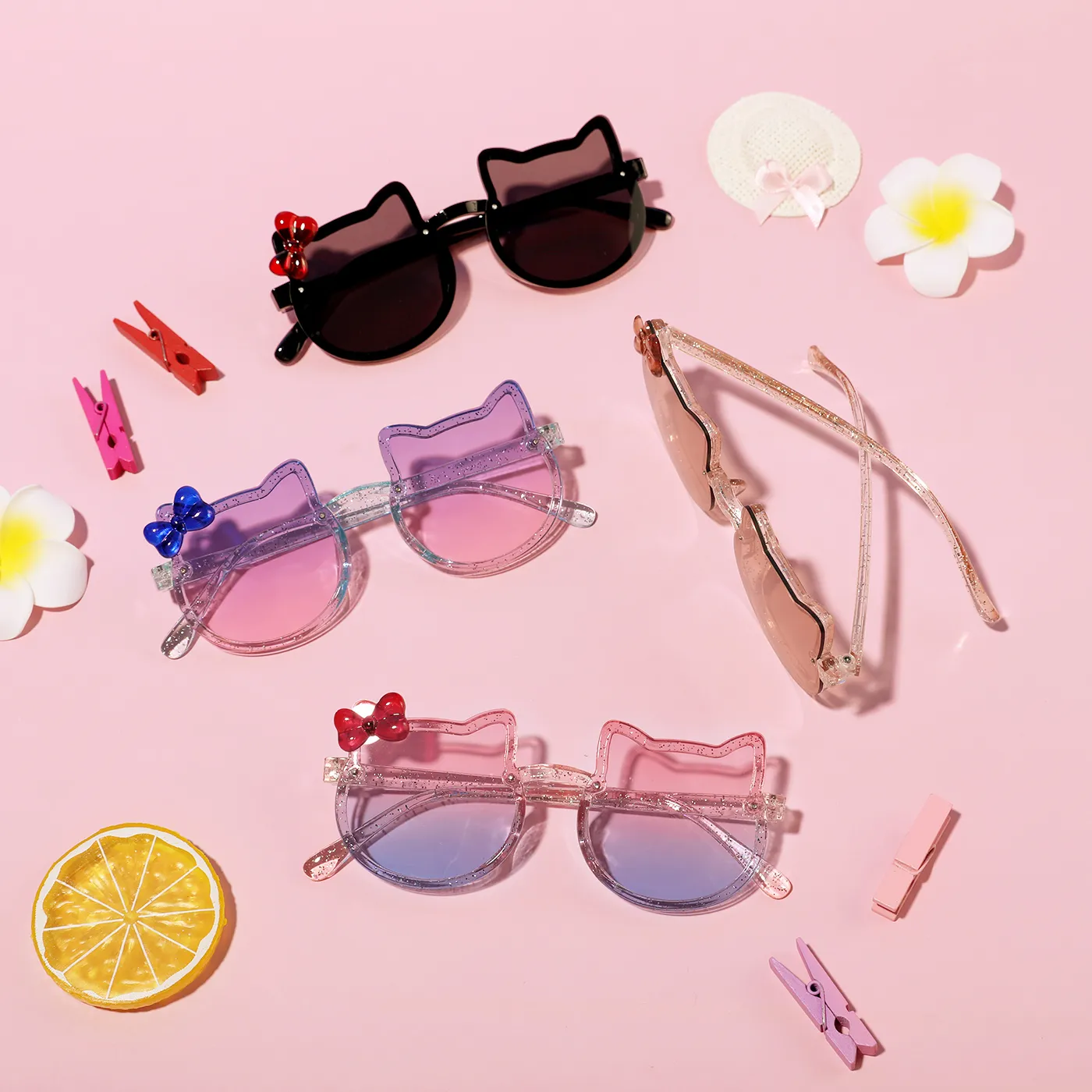 Toddler/Kid Cat Pattern Bow Decor Fashion UV Protection Sunglasses (with Box)