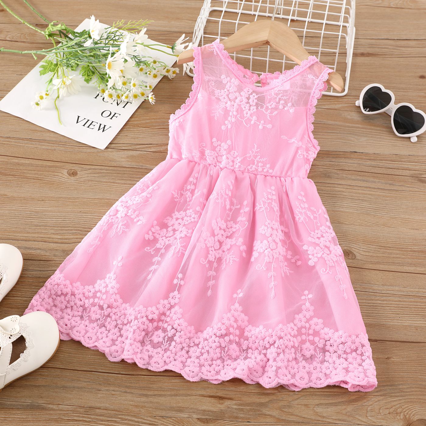 

Toddler Girl Floral Embroidered Tank Dress