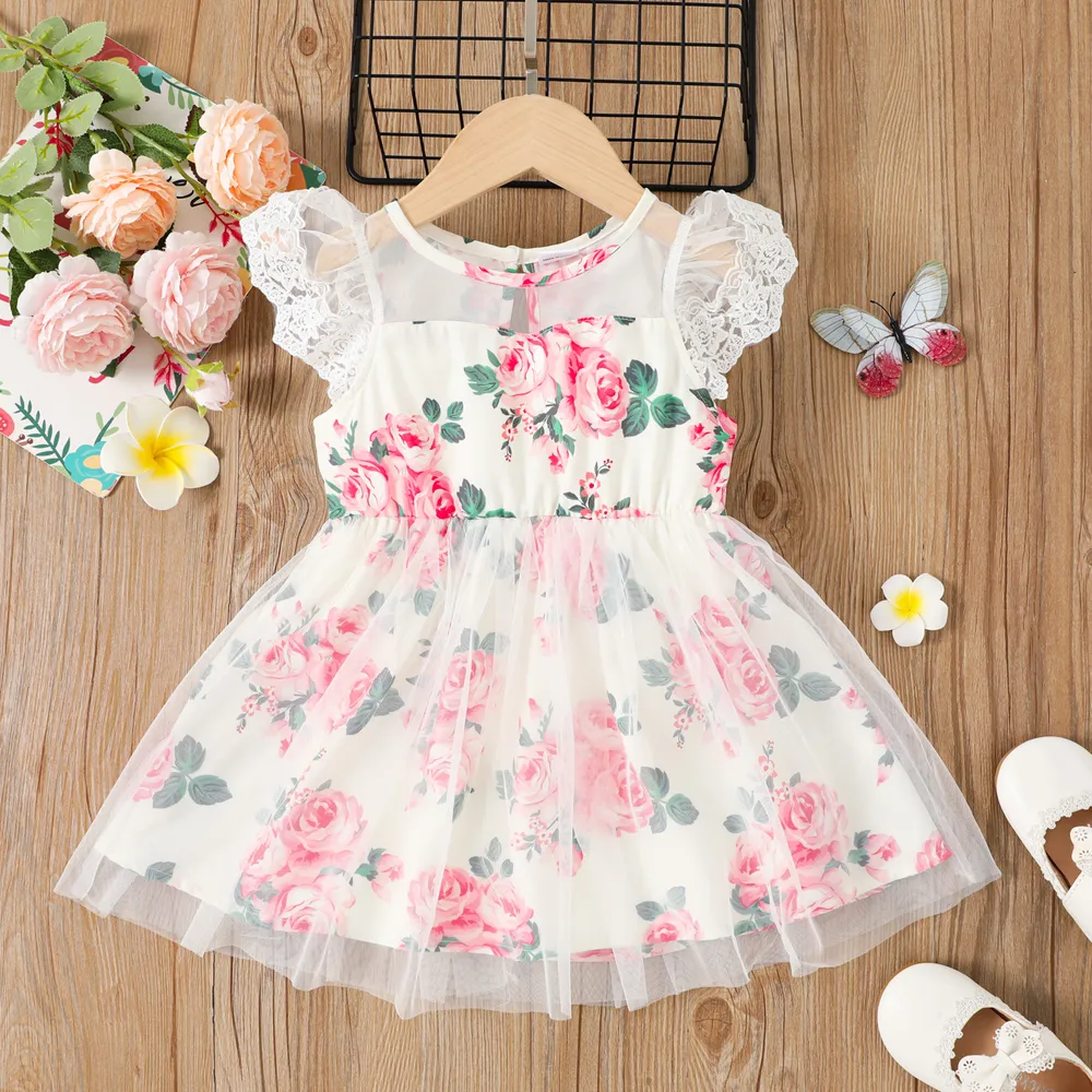 Bambino piccolo Ragazza Pizzo Dolce Rosa Vestiti big image 1
