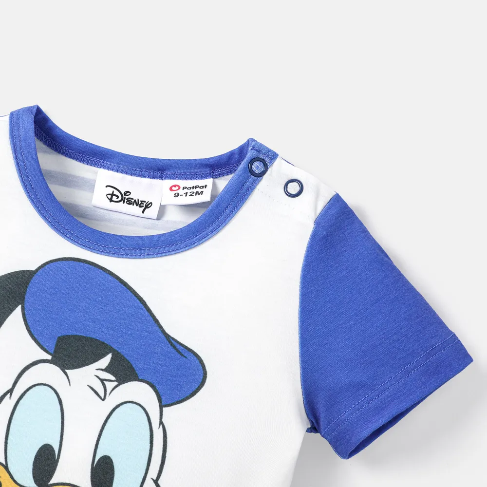 Disney Mickey and Friends Baby Boy/Girl Spliced Short-sleeve Graphic Striped Naia™ Romper big image 4