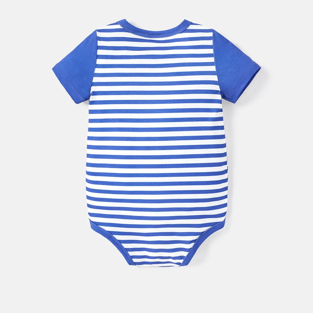 Disney Mickey and Friends Baby Boy/Girl Spliced Short-sleeve Graphic Striped Naia™ Romper big image 6