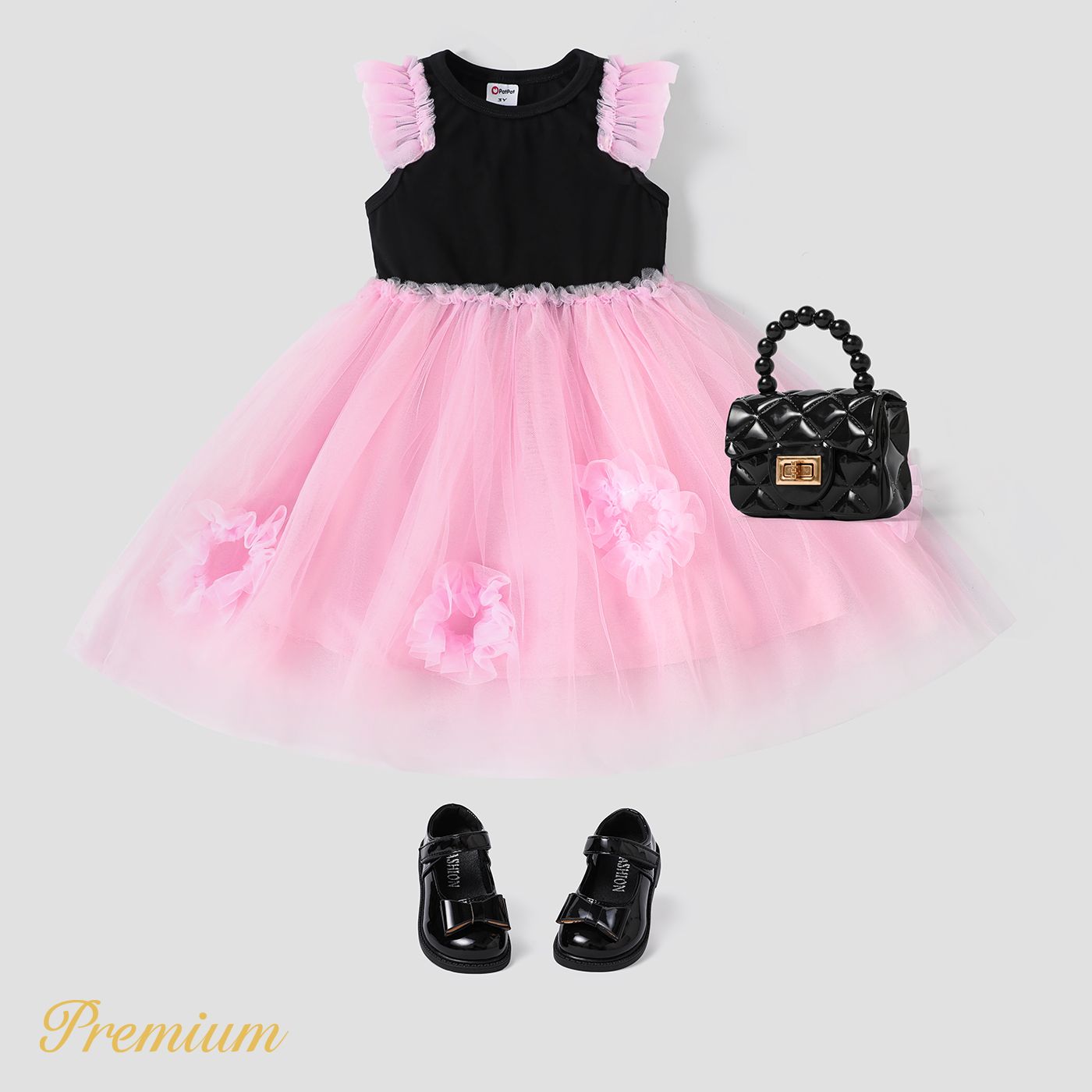 <Sweet Pink Delight> Toddler Girl Layered Mesh Combo Slip Dress / 100% Cotton Smocked Dress / Mesh Combo Tank Dress