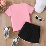 2pcs Kid Girl Letter Panel Color Block Short-sleeve Top and Shorts Set  image 5