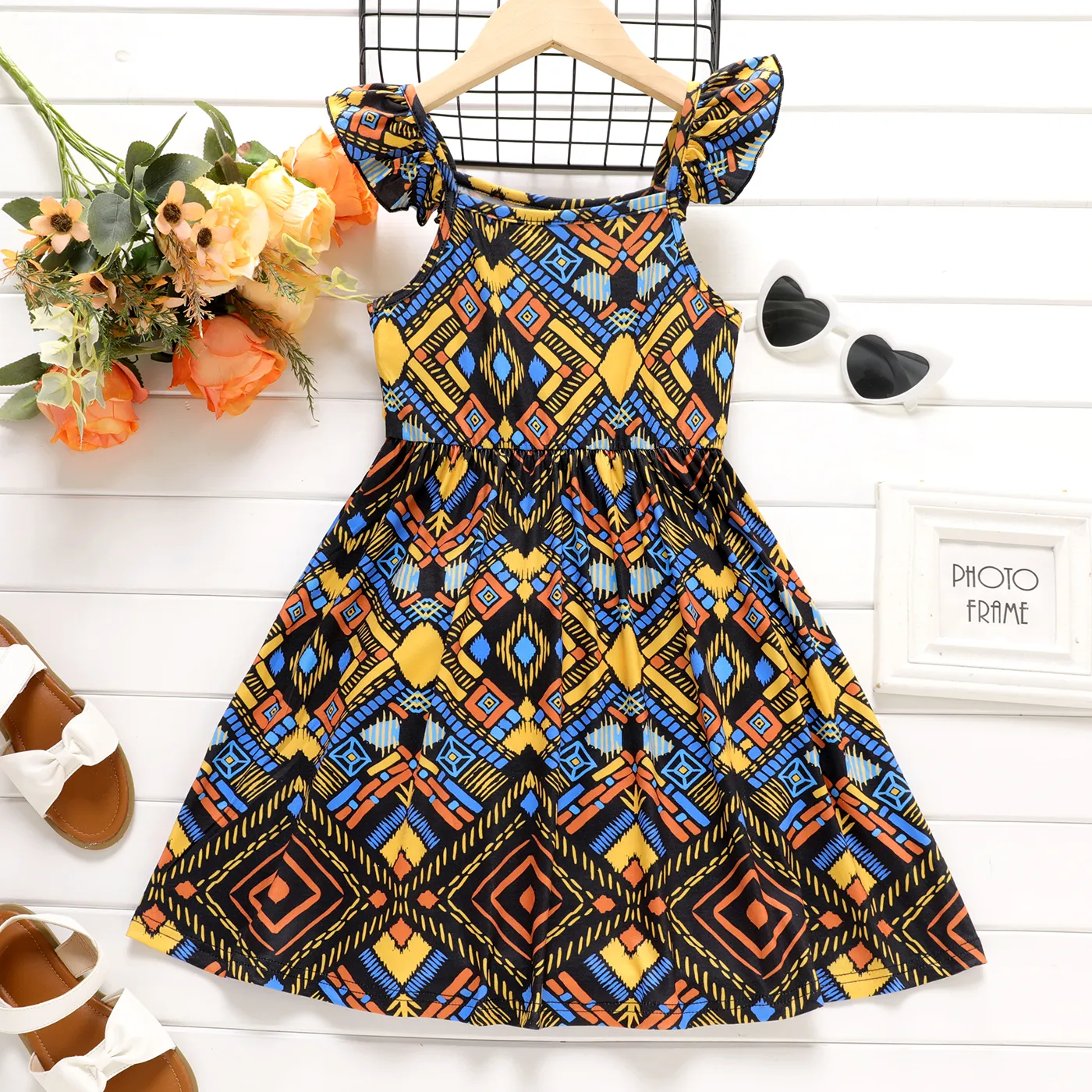 Kid Girl Boho Flutter-sleeve Dress Multi-color image 5