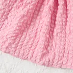 Toddler Girl Textured Puff-sleeve Solid Dress Pink image 5