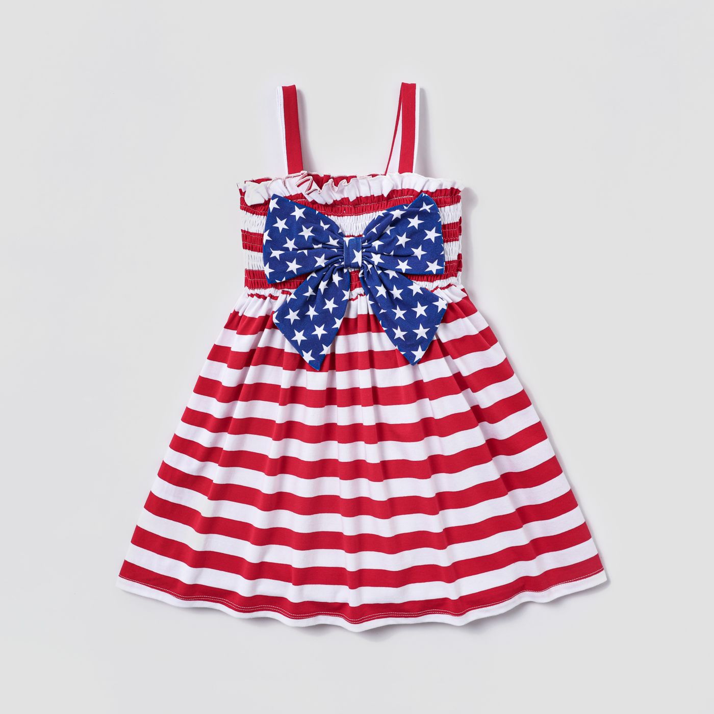 Independence Day Baby Girl 95% Cotton Bow Front Smocked Slip Dress