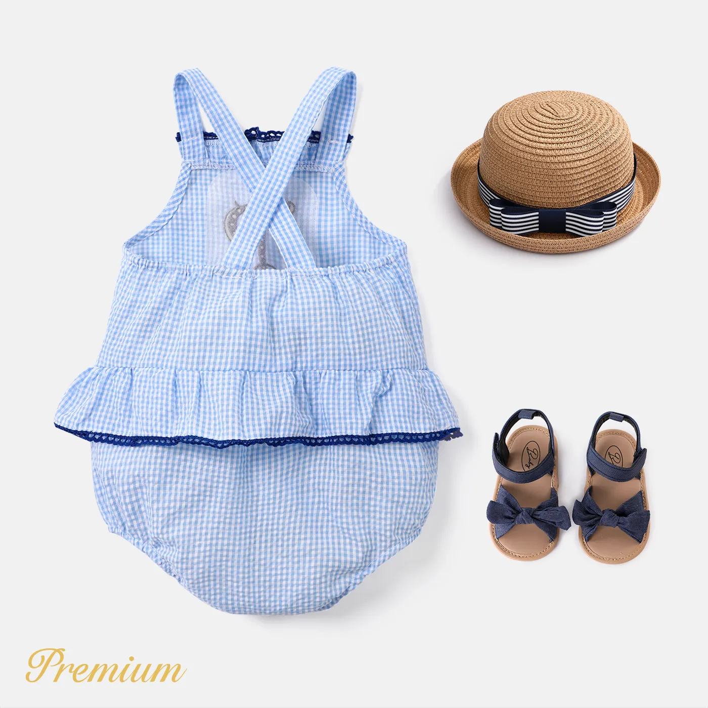 Baby Girl Ruffle Hem Plaid Cami Bodysuit  image 5