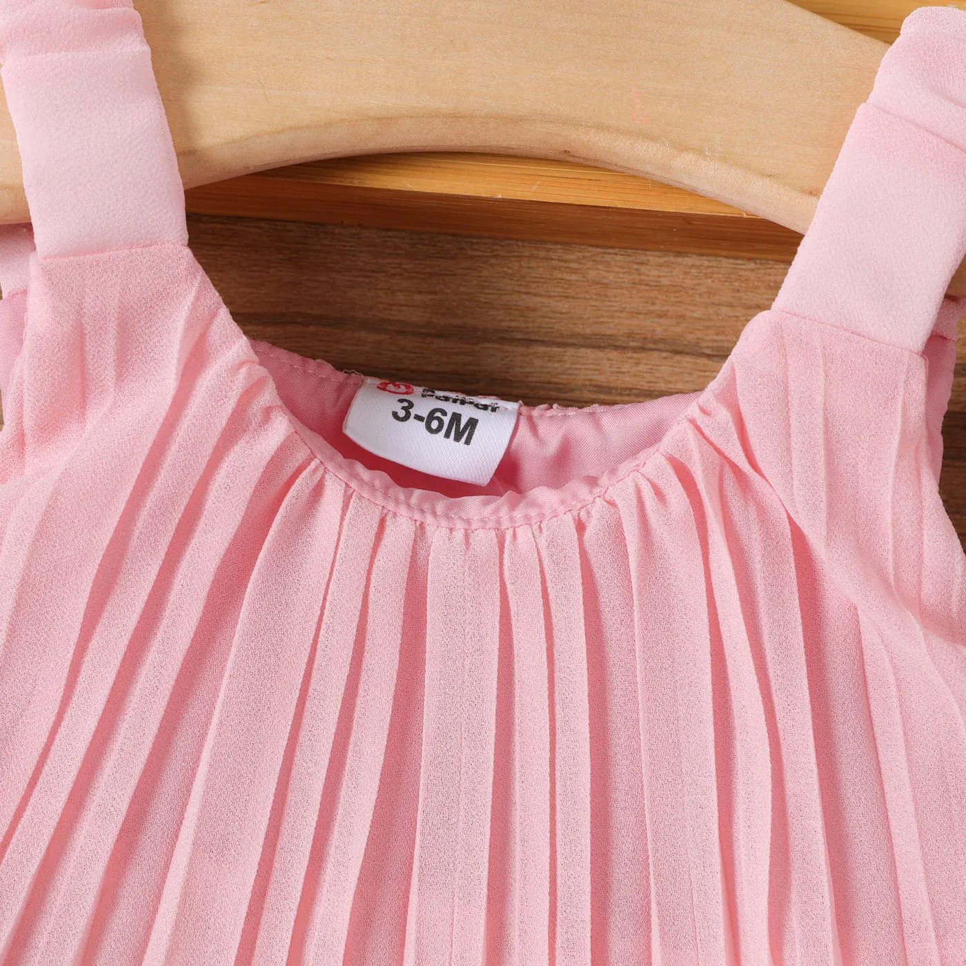 Baby Girl Pink Lettuce Trim Layered Pleated Dress  image 3