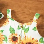 2pcs Toddler Girl Sunflower Print Ruffle Hem Camisole and Belted Shorts Set  image 3