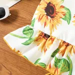 2pcs Toddler Girl Sunflower Print Ruffle Hem Camisole and Belted Shorts Set  image 4