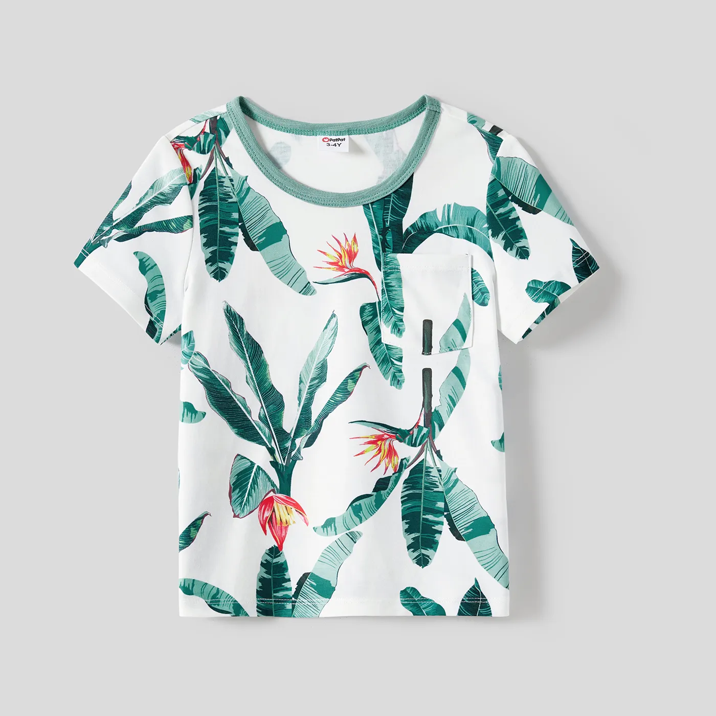 Family Matching Plant Print Panel Ruffle Hem Tank Dresses and Short-sleeve T-shirts Sets  big image 7