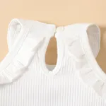 2pcs Baby Girl Ruffled Trim Solid Ribbed Halter Top and 100% Cotton Skirt Set  image 5