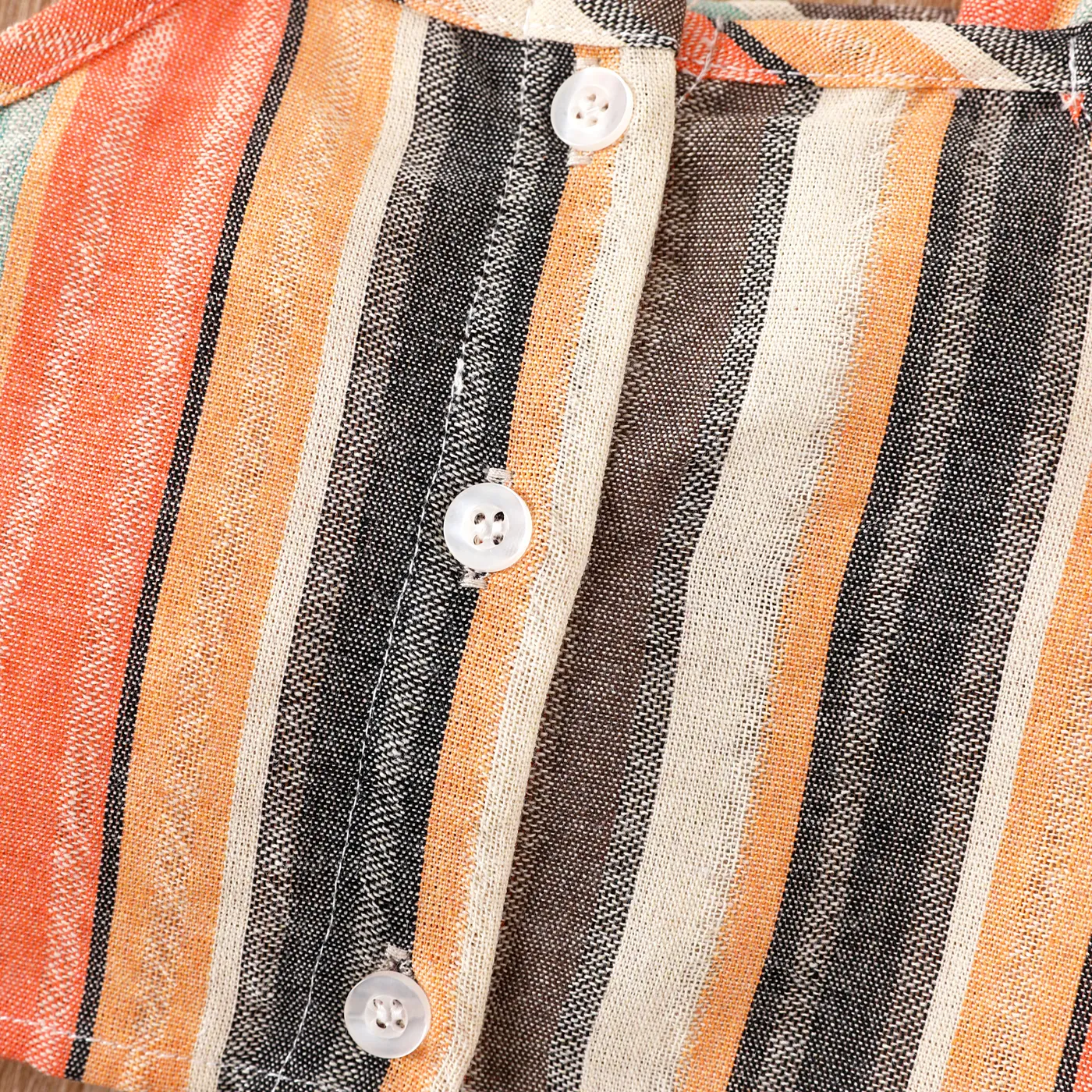 2pcs Toddler Girl Colorful Stripe Pattern Button Up Camisole and Shorts Set Multi-color image 4