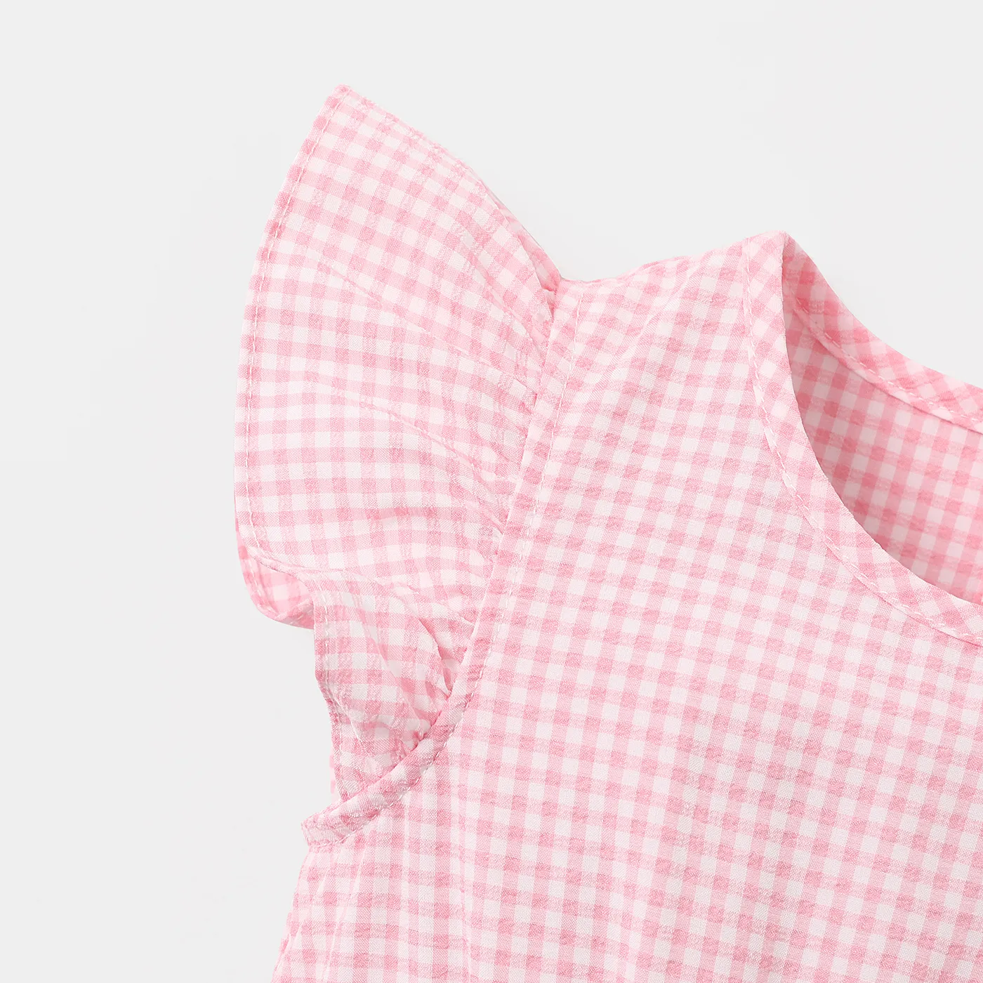 Bebé Menina Extremidades franzidas Elegante Sem mangas Macacão curto Rosa image 3