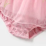 Baby Girl Plaid Ruffle-sleeve Mesh Overlay Romper  image 4