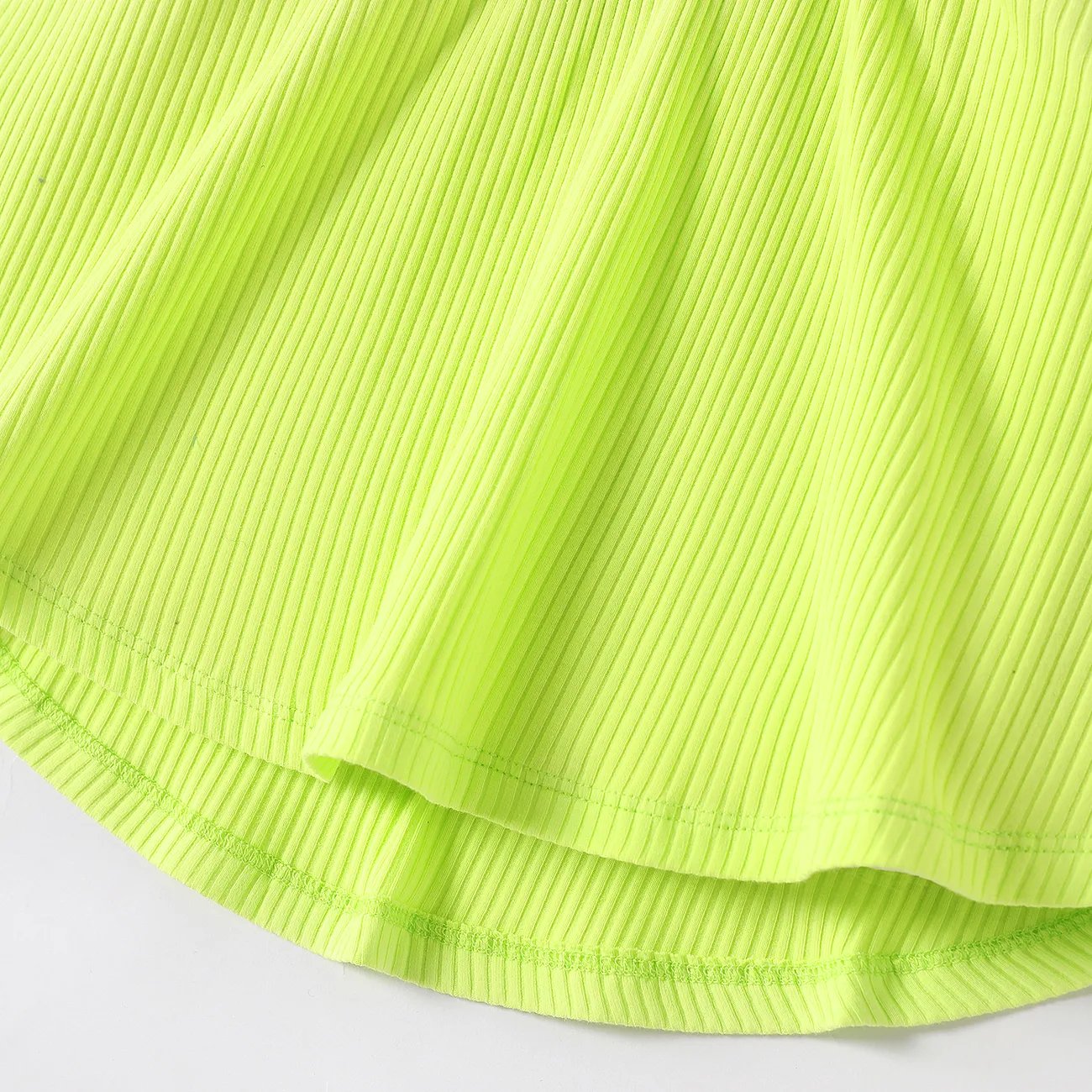 Baby Girl Solid Ribbed Slip Dress Light Green big image 1