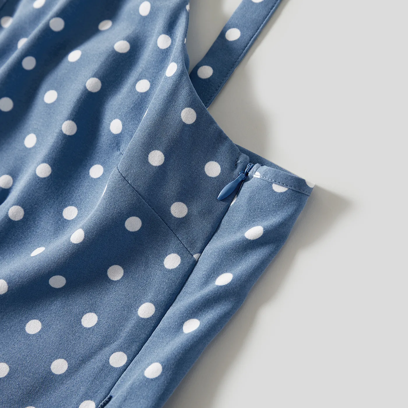 Mommy and Me Polka Dots Print Belted Cami Dresses Blue image 4