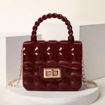 Toddler/Kid's Square Mini Jelly Casual Chain Small Square Bag Burgundy