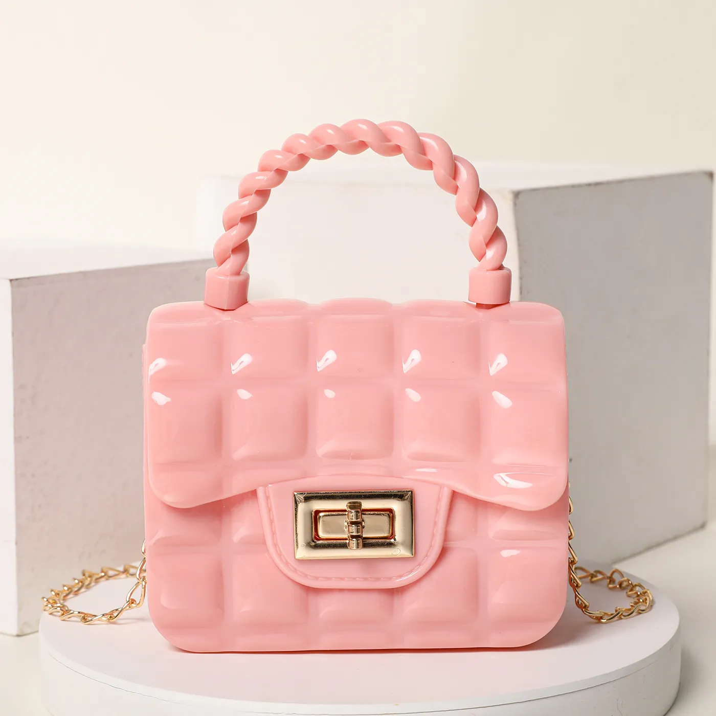 Toddler/Kid's Square Mini Jelly Casual Chain Small Square Bag Pink
