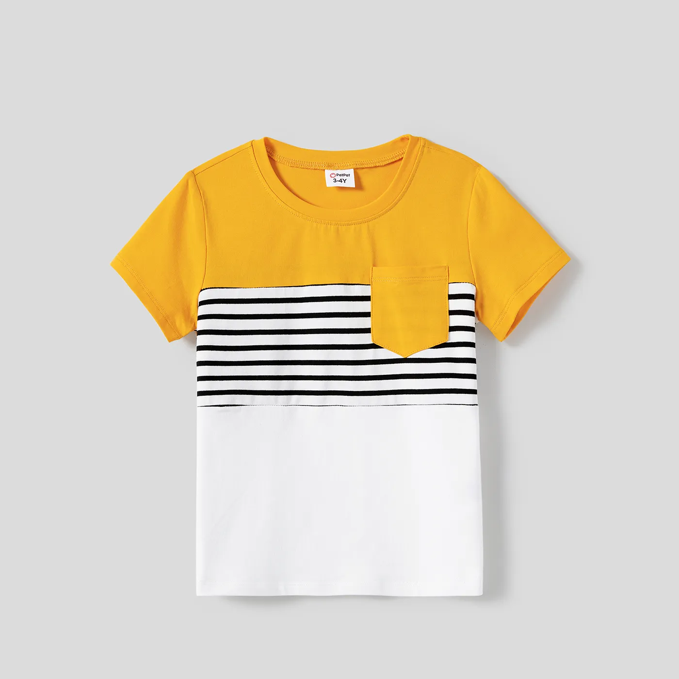 Family Matching Sunflower Print Short-sleeve Dresses and Colorblock Stripe Splice Short-sleeve T-shi