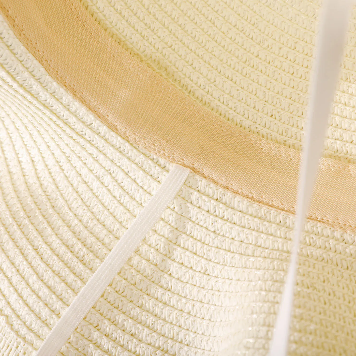 Women/Kid Bow Strap Decor Solid Straw Hat Beige image 6